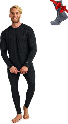 Merino.tech مجموعة رجالية من صوف ميرينو - ملابس داخلية حرارية خفيفة الوزن من صوف ميرينو للرجال من الأعلى والأسفل in Kuwait
