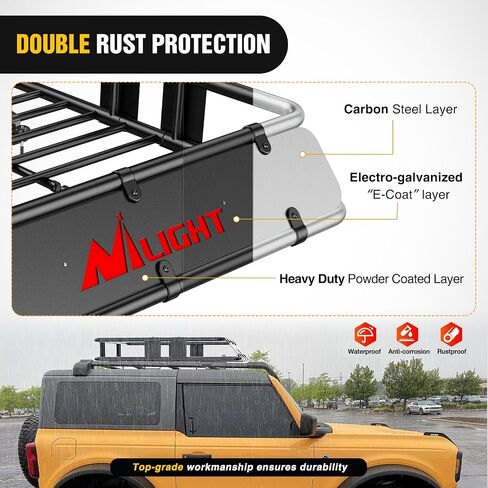 Nilight 84" x 39" x 6" Universal Roof Rack Cargo Basket Heavy-Duty 250LBS Capacity Rooftop Cargo Carrier Luggage Holder for SUV Truck Vehicle,2 Years Warranty in Saudi Arabia
