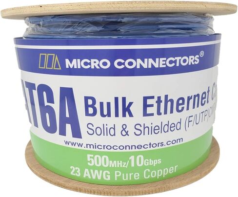ميكرو كونيكتورز كيبل ايثرنت صلب محمي (STP) CAT6A بطول 500 قدم - ازرق (TR4-570SHBL-500) in Kuwait