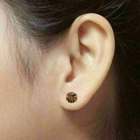 2Ct Round Cut Simulated Chocolate Diamond Stud Unisex New Fresh Handmade No Old Stock Earrings 14k White Gold Plated Solid 925 Sterling Silver in Saudi Arabia