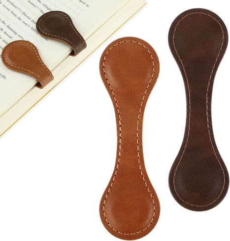 2 Pcs Leather Magnet Bookmark Retro Book Page Holder Vintage Page Marker Clip Handmade Cute Reading Accessories for Women Bookworm Book Lovers Reader Gift in Kuwait