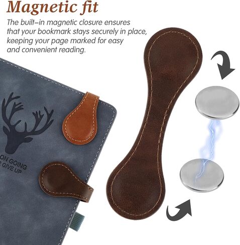 2 Pcs Leather Magnet Bookmark Retro Book Page Holder Vintage Page Marker Clip Handmade Cute Reading Accessories for Women Bookworm Book Lovers Reader Gift in Kuwait