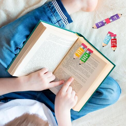 Whaline 60 قطعة من الإشارات المرجعية المغناطيسية للعودة إلى المدرسة، علامات كتاب ملهمة على شكل قلم رصاص ملون، مقاطع صفحة مغناطيسية لطيفة للطلاب والمعلمين ومحبي الكتب وهدايا القراءة in Saudi Arabia