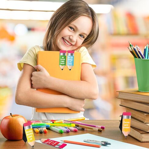 Whaline 60 قطعة من الإشارات المرجعية المغناطيسية للعودة إلى المدرسة، علامات كتاب ملهمة على شكل قلم رصاص ملون، مقاطع صفحة مغناطيسية لطيفة للطلاب والمعلمين ومحبي الكتب وهدايا القراءة in Saudi Arabia