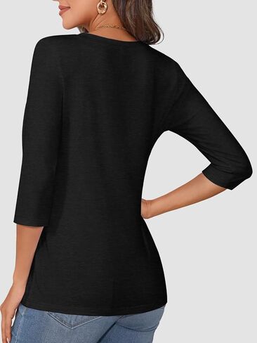 ATHMILE Women's Casual 3/4 Sleeve T-Shirts Round Neck Cute Tunic Summer Tops Basic Tees Fall Blouses Loose Fit Pullover in Kuwait