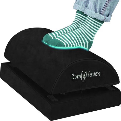 Premium Adjustable Ergonomic Under Desk Foot Rest Ideal for Office & Home Use, Memory Foam Foot Stool - Relieves Back & Hip Pain (Velvet) in Saudi Arabia