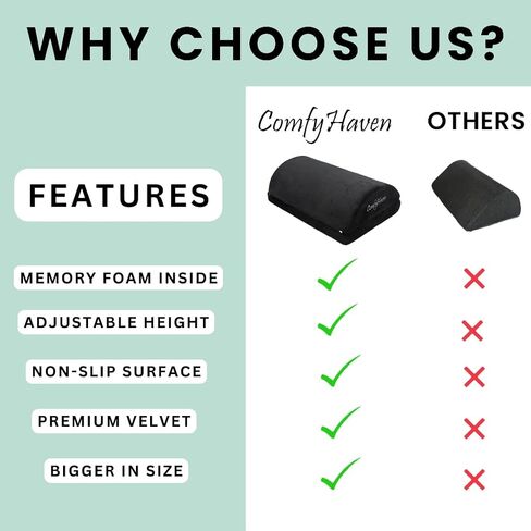Premium Adjustable Ergonomic Under Desk Foot Rest Ideal for Office & Home Use, Memory Foam Foot Stool - Relieves Back & Hip Pain (Velvet) in Saudi Arabia
