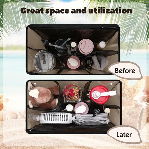 Clear Black Beach Bag Organizer Liner Original Insert Accessories for Bag X Large Storage Bag Divider Pouch Zipper for Bags Accessories Organizing Bag and Divide Space in Kuwait