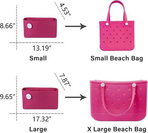 Rubber Beach Bag Organizer Compatible with Bogg Bag X Large Open Tote Bag,Divider Pouch for BOGG BAG Accessories Purse Organizer Insert (Rosy, Large) in Saudi Arabia