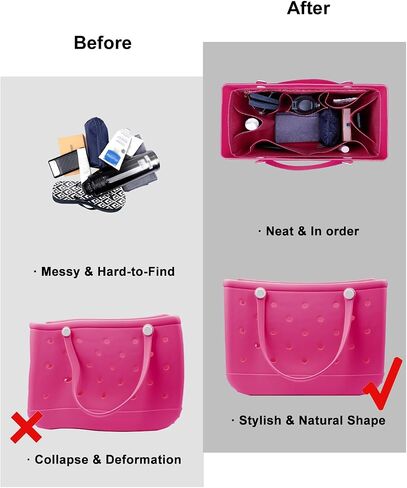 Rubber Beach Bag Organizer Compatible with Bogg Bag X Large Open Tote Bag,Divider Pouch for BOGG BAG Accessories Purse Organizer Insert (Rosy, Large) in Saudi Arabia