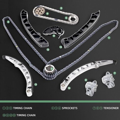 مجموعة سلسلة التوقيت مناسبة لاند روفر LR4، 5.0L، 2011-2013 | لسيارة رينج روفر/رينج روفر سبورت، 3.0L/5.0L، 2010-2015 # استبدال LR051013 LR051008 LR051011 LR051012 سلسلة التوقيت in Kuwait