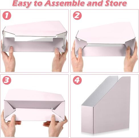 15 Pack Magazine File Holder Cardboard Magazine File Organizer Foldable Pink Magazine Holder for Shelves Magazine Document Storage Box Book Bin Desk File Organizer for Office Home Classroom in Saudi Arabia