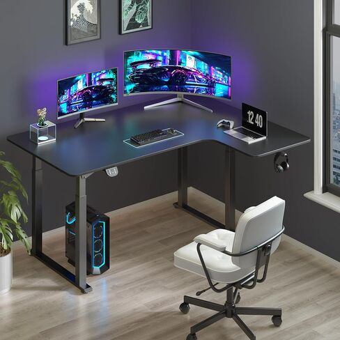 Dripex Standing Desk, 63"/ 71" L Shaped Desk Adjustable Height, Electric Corner Stand Up Desk Large Home Office Desk Computer Workstation, Dual Motor Sit Stand Desk 4 Legs, Super Stable in Saudi Arabia