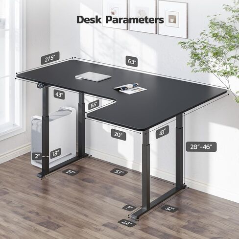 Dripex Standing Desk, 63"/ 71" L Shaped Desk Adjustable Height, Electric Corner Stand Up Desk Large Home Office Desk Computer Workstation, Dual Motor Sit Stand Desk 4 Legs, Super Stable in Saudi Arabia