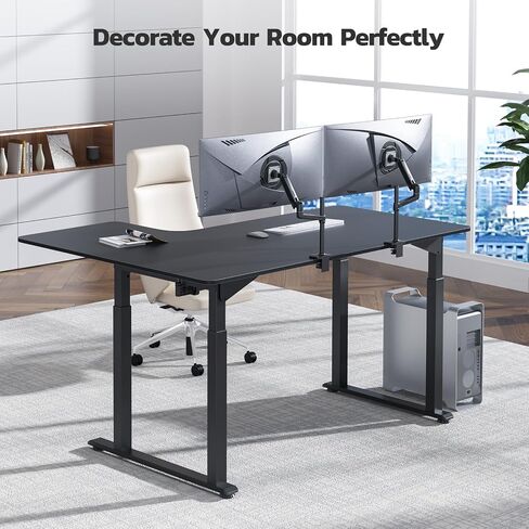 Dripex Standing Desk, 63"/ 71" L Shaped Desk Adjustable Height, Electric Corner Stand Up Desk Large Home Office Desk Computer Workstation, Dual Motor Sit Stand Desk 4 Legs, Super Stable in Saudi Arabia
