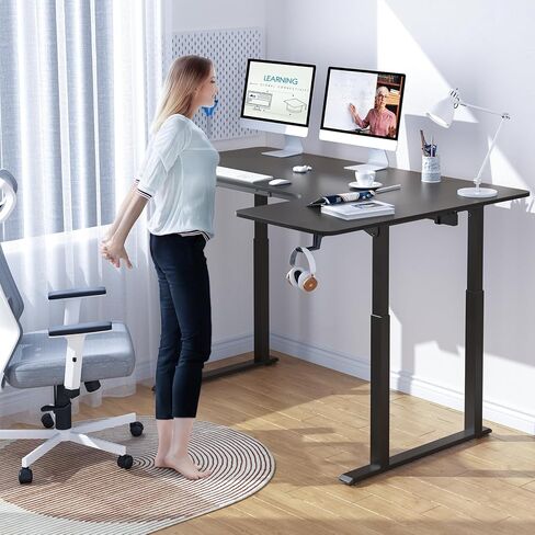 Dripex Standing Desk, 63"/ 71" L Shaped Desk Adjustable Height, Electric Corner Stand Up Desk Large Home Office Desk Computer Workstation, Dual Motor Sit Stand Desk 4 Legs, Super Stable in Saudi Arabia