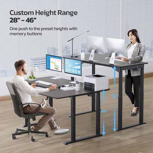 Dripex Standing Desk, 63"/ 71" L Shaped Desk Adjustable Height, Electric Corner Stand Up Desk Large Home Office Desk Computer Workstation, Dual Motor Sit Stand Desk 4 Legs, Super Stable in Saudi Arabia