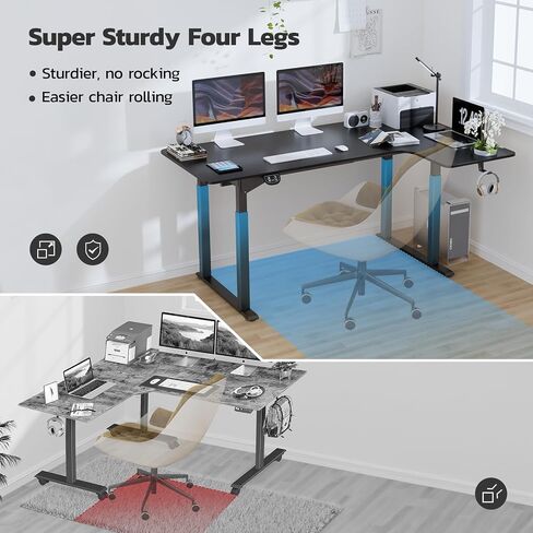 Dripex Standing Desk, 63"/ 71" L Shaped Desk Adjustable Height, Electric Corner Stand Up Desk Large Home Office Desk Computer Workstation, Dual Motor Sit Stand Desk 4 Legs, Super Stable in Saudi Arabia