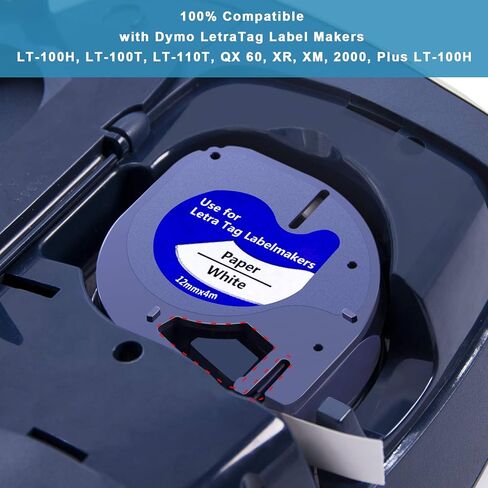 Hehua Compatible for Dymo LetraTag Refills 12mm x 4m 1/2" x 13', 10PK Letratag Refills Plastic Compatible for Dymo Label Maker Refills for Dymo LetraTag LT-100H LT-100T Plus LT-110T QX50 2000 XR in Kuwait