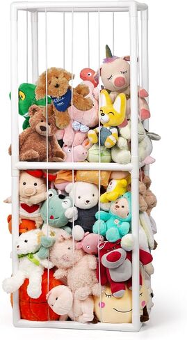 Stuffed Animal Zoo Storage PVC Stuffed Animal Holder, Pink | Vertical Plush Storage Organizer Shelf with Elastic Band for Nursery Play Room Bedroom in Saudi Arabia