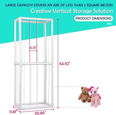 Stuffed Animal Zoo Storage PVC Stuffed Animal Holder, Pink | Vertical Plush Storage Organizer Shelf with Elastic Band for Nursery Play Room Bedroom in Saudi Arabia