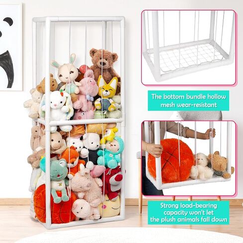Stuffed Animal Zoo Storage PVC Stuffed Animal Holder, Pink | Vertical Plush Storage Organizer Shelf with Elastic Band for Nursery Play Room Bedroom in Saudi Arabia