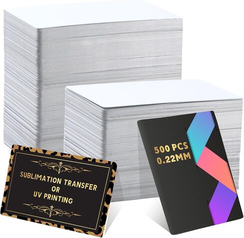 Ctosree 500 Pcs White Sublimation Metal Business Card Blanks 0.22 mm Aluminum Blanks Name Card 3.39 x 2.13 Inch Thick Aluminum Alloy Sublimation Cards for Office Business Blank DIY Printing Engrave in Saudi Arabia
