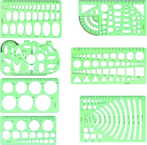 7 Pack Drawings Templates Stencil, Circle Template for Geometric Drawing Stencils, Plastic Clear Circle Stencils Architecture Supplies Drafting Tools for Office, Studying, Designing in Kuwait