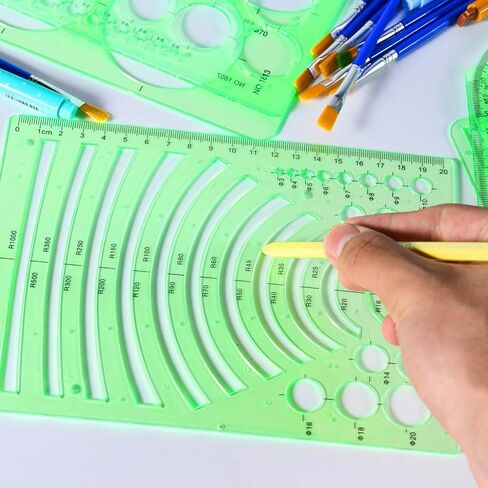 7 Pack Drawings Templates Stencil, Circle Template for Geometric Drawing Stencils, Plastic Clear Circle Stencils Architecture Supplies Drafting Tools for Office, Studying, Designing in Kuwait