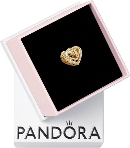PANDORA Sparkling Entwined Hearts Charm - Compatible with PANDORA Moments - Stunning Women's Jewelry - Comes with Gift Box - Made with PANDORA Shine & Cubic Zirconia in Saudi Arabia