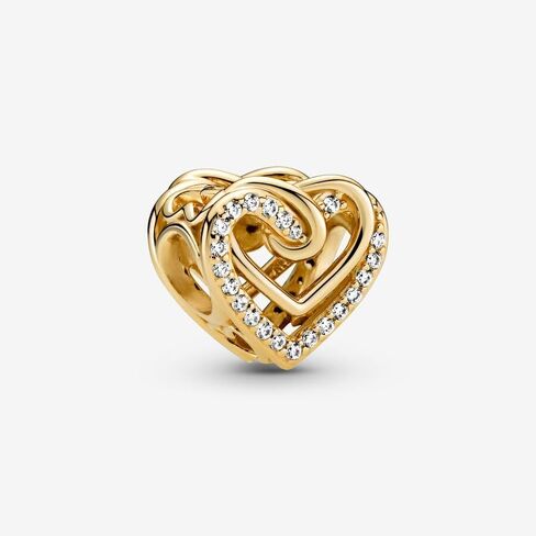 PANDORA Sparkling Entwined Hearts Charm - Compatible with PANDORA Moments - Stunning Women's Jewelry - Comes with Gift Box - Made with PANDORA Shine & Cubic Zirconia in Saudi Arabia