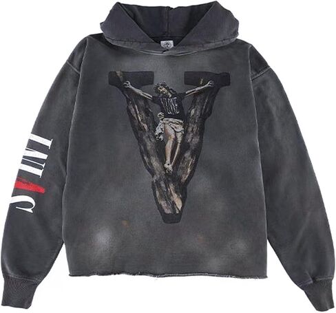 Chainsaw Man Unisex Hoodies Smoke V Letter Graphic Rapper Gothic Skull Angel Cotton Pullover Hooded Sweatshirt in Kuwait