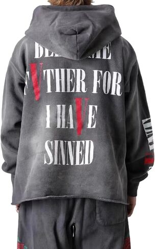 Chainsaw Man Unisex Hoodies Smoke V Letter Graphic Rapper Gothic Skull Angel Cotton Pullover Hooded Sweatshirt in Kuwait