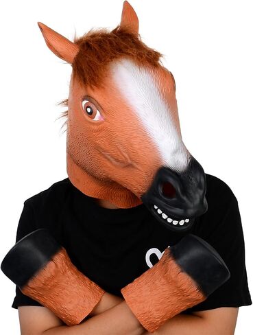 Voyiparty Halloween Latex Horse Head Mask Costume Animal Unicorn Mask for Adults in Saudi Arabia