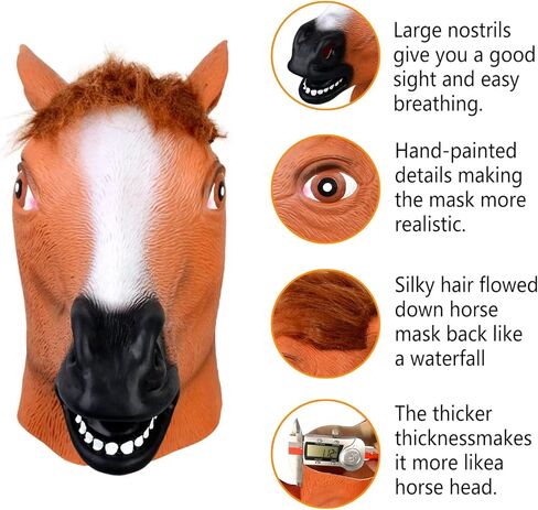 Voyiparty Halloween Latex Horse Head Mask Costume Animal Unicorn Mask for Adults in Saudi Arabia