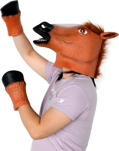 Voyiparty Halloween Latex Horse Head Mask Costume Animal Unicorn Mask for Adults in Saudi Arabia