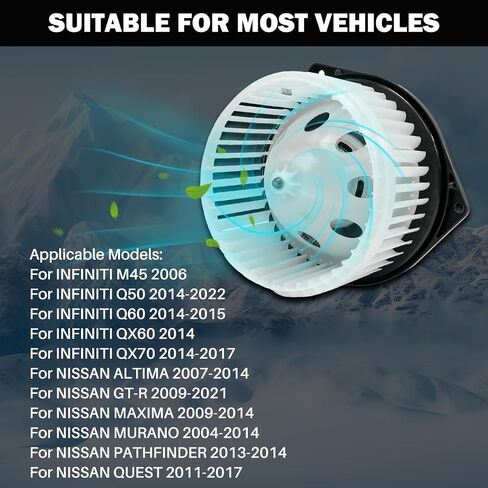 AC Heater Blower Motor Fit for Infiniti for Nissan Altima 272206CA0A, 272251EA0A, 272253TA1A, 272256CA0A, 27225AM611, 27225JK60B, 27225JK60D, 27225JK60E, 27225JK61A, BM00156C, PM9316, 75850 in Saudi Arabia