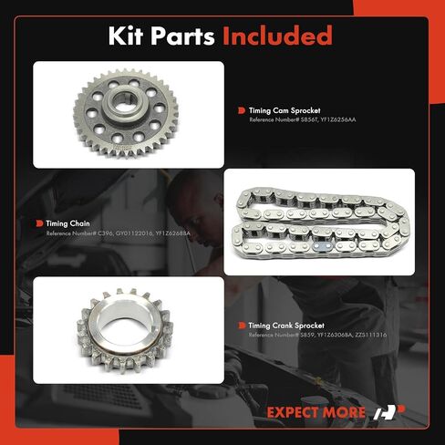 A-Premium 3PCS Engine Timing Chain Kit W/Sprocket Compatible with Ford, Mazda & Mercury - Taurus 1999-2007, Ranger 1999-2008, Windstar 1999-2000, B3000 1999-2008, Sable 1999-2005 - V6 3.0L in Saudi Arabia