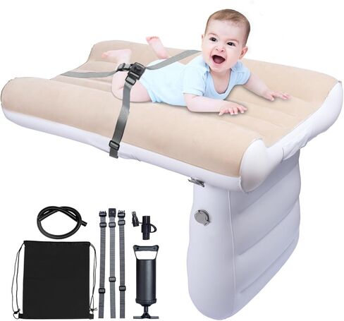 MiiDD Inflatable Airplane Kids Bed-Toddler Travel Bed,Airplane Bed for Toddler,Baby Travel Bed,Inflatable Car Baby Travel Bed,Kids Baby Seat Extender with Hand Pump Seat Belt and Carry Bag(Blue) in Kuwait