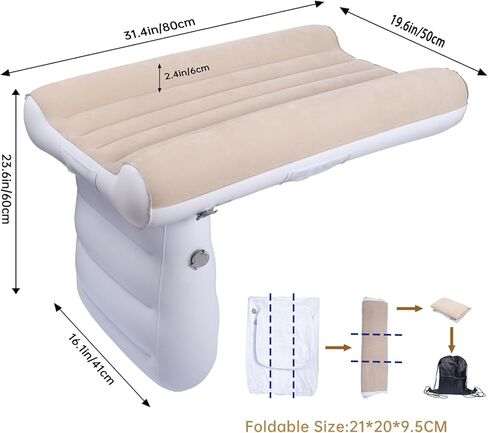 MiiDD Inflatable Airplane Kids Bed-Toddler Travel Bed,Airplane Bed for Toddler,Baby Travel Bed,Inflatable Car Baby Travel Bed,Kids Baby Seat Extender with Hand Pump Seat Belt and Carry Bag(Blue) in Kuwait