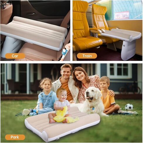 MiiDD Inflatable Airplane Kids Bed-Toddler Travel Bed,Airplane Bed for Toddler,Baby Travel Bed,Inflatable Car Baby Travel Bed,Kids Baby Seat Extender with Hand Pump Seat Belt and Carry Bag(Blue) in Kuwait