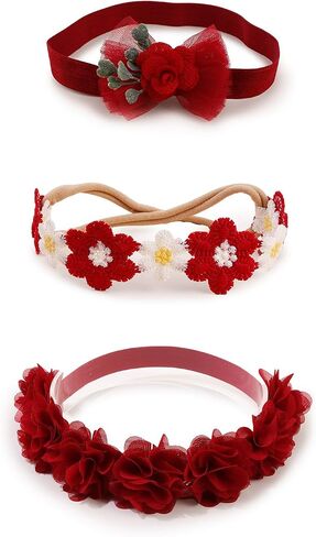 New Model Baby Girl Nylon Headbands Nylon Flower Elastic Hairbands 3pcs Hair Accessories Gift for Newborn Infant Toddlers (BF-Z38) in Kuwait