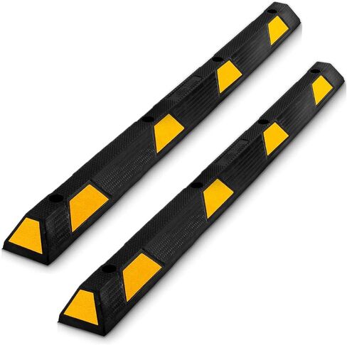 Pyle PCRSTP14 72 Inch Heavy Duty Rubber Car/Truck Vehicle Wheel Guide Stopper Stop Tire Block for Driveways, Parking Lot Spots, and Garages (2 Pack) in Saudi Arabia