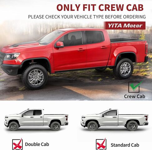 استبدال لوحات الجري YITAMOTOR مقاس 6 بوصات لسيارة 2015-2024 Chevy Colorado/GMC Canyon Crew Cab، وخطوات جانبية مزخرفة بقضبان Nerf سوداء in Saudi Arabia