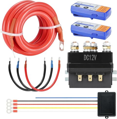Youxmoto 12V 500A Winch Solenoid Contact Relay and Receiver + 2pcs مجموعة التحكم عن بعد، 4pcs الأسلاك المسبقة مع العروات، استبدال 8000lb-15000lb ATV UTV Truck Winch الملف اللولبي in Saudi Arabia