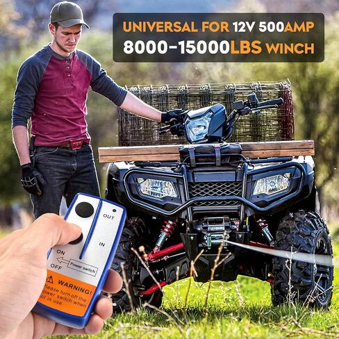 Youxmoto 12V 500A Winch Solenoid Contact Relay and Receiver + 2pcs مجموعة التحكم عن بعد، 4pcs الأسلاك المسبقة مع العروات، استبدال 8000lb-15000lb ATV UTV Truck Winch الملف اللولبي in Saudi Arabia