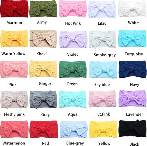 25PCS Baby Bows Headbands For Baby Girls,Newborn Hairbands Hair Accessories | Soft & Stretchy | No Head Squeeze,Comfortable fit | Baby girl Stuff | Ideal Gifts for Newborn Girl in Saudi Arabia