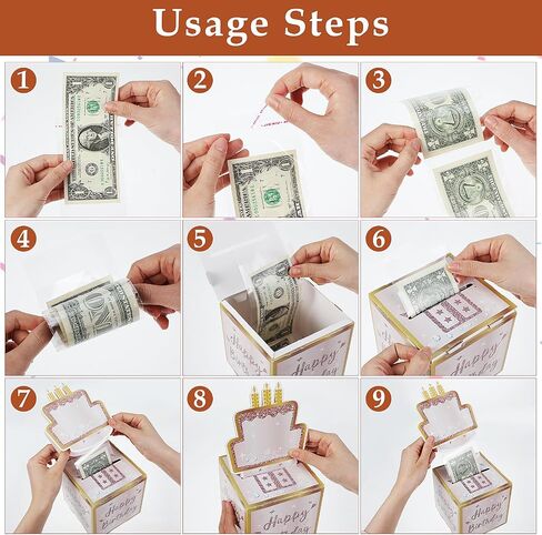 Happy Birthday Money Gift Box, Birthday Box for Cash, Happy Birthday Day Money Box for Cash Gift Pull with 50Pcs Transparent Bags, Pull Out Card, Money Gift Box for Family and Friends in Saudi Arabia