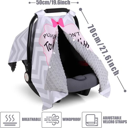 Metplus Minky Baby Car Seat Cover with Peekaboo Opening, No Touch Sign | Warm Carseat Canopy, Fits Stroller & Carrier, Windproof Travel Gear for Autumn/Winter, Baby Shower Gift (Grey Stripes) in Saudi Arabia