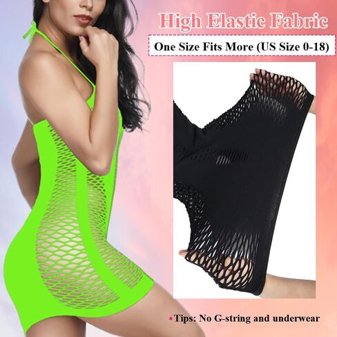 فستان لانجري نسائي شبكي، ملابس داخلية بيبي دول شبكية مثيرة، قميص قطعة واحدة مقاس واحد﻿ in Kuwait